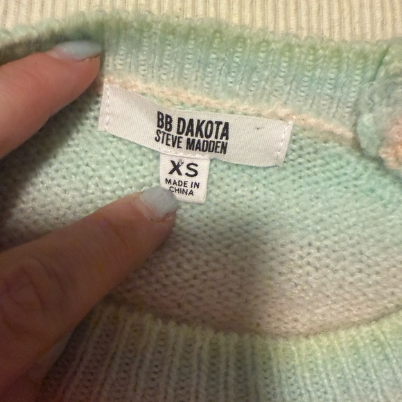 BB Dakota by Steve Madden Pink and Yellow Crew Neck Sweater - Picture 7 of 8